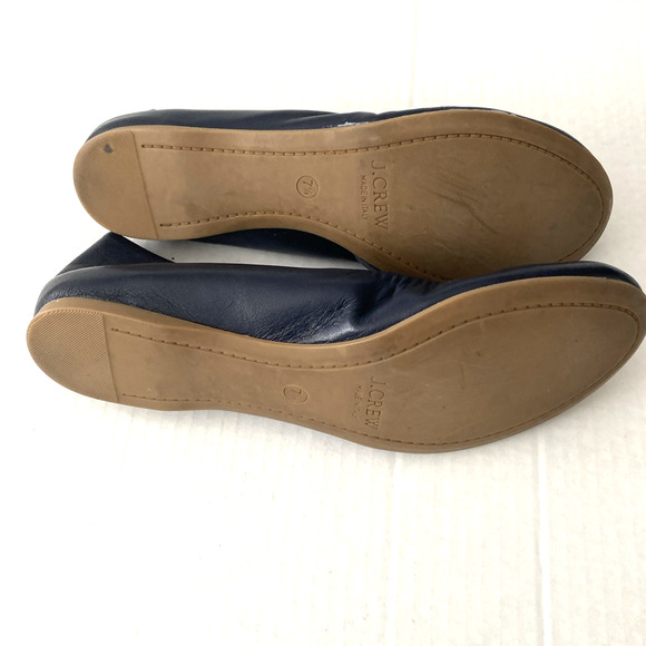 J Crew Cece Flat Ballet Navy Blue Leather Round Toe Slip On Italy 7.5 - Picture 8 of 8
